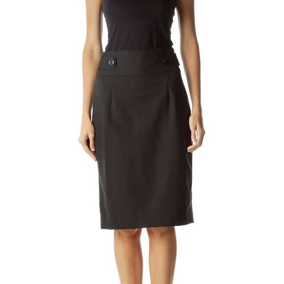 Classiques Entier Black Buttoned Pencil Skirt - Picture 1 of 3